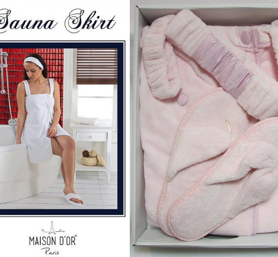 Женский набор для сауны (килт, тапки, повязка) Skirt Maison Dor