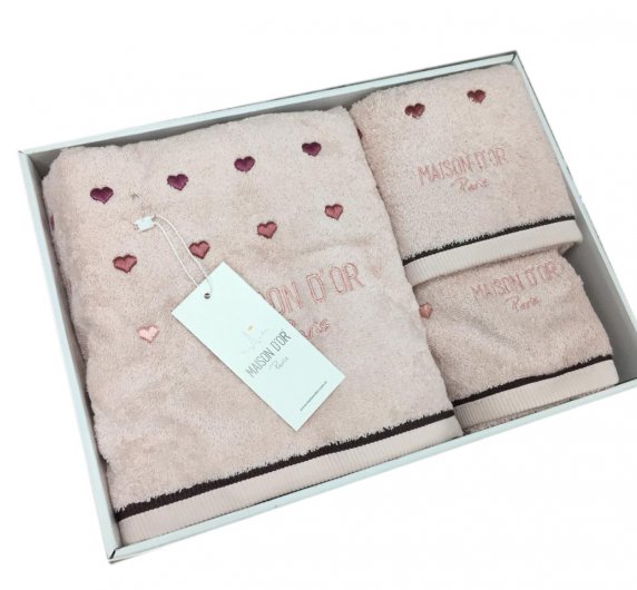Комплект полотенец с вышивкой 30x50-50x100-70x140 Maison D'or 