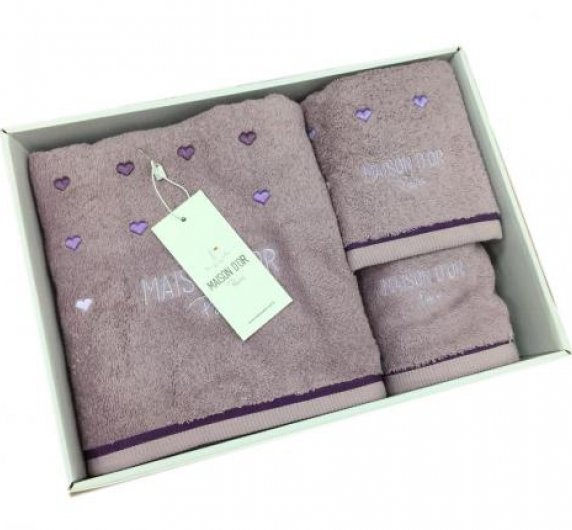 Комплект полотенец с вышивкой 30x50-50x100-70x140 Maison D'or 